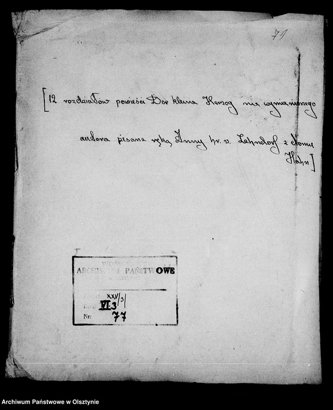 image.from.unit.number "/12 Kapitel der Erzählung: Der kleine Herzog eines ungenannten Verfassers in der Handschrift der Anna Gfin Lehndorff geb. Hahn/"