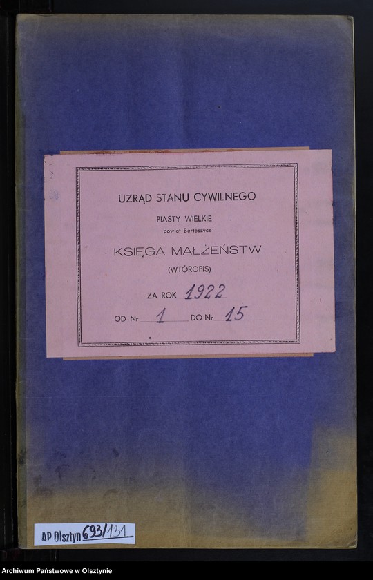 image.from.unit.number "Heiraths-Neben-Register Nr 1 - 15 [ Księga małżeństw - wtóropis ]"