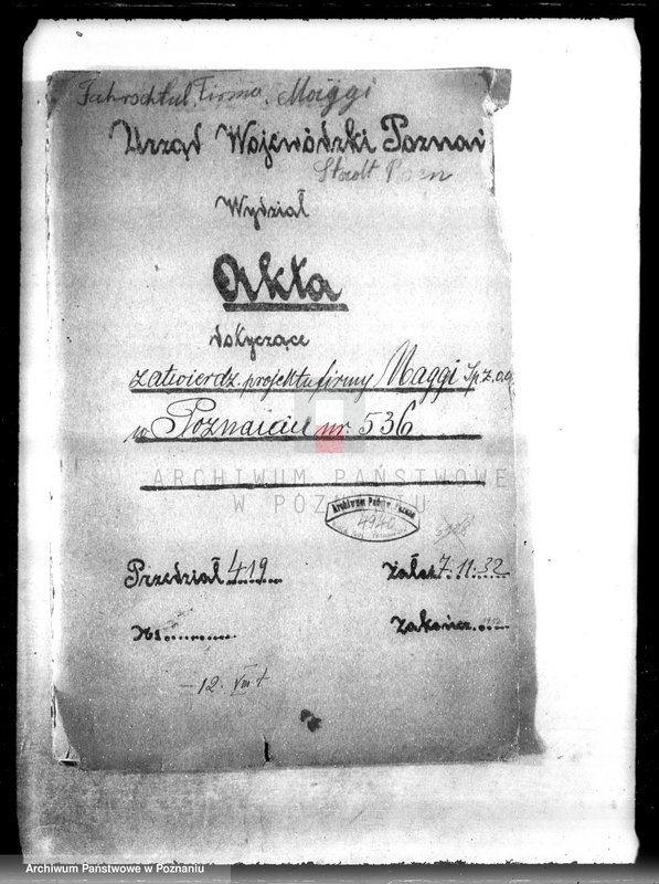 Obraz 4 z jednostki "Zatwierdzenie projektu firmy "Maggi" Spółka z o. o. w Poznaniu nr 536"