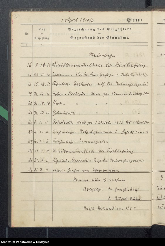 image.from.unit.number "Tagebuch über Einnahme und Ausgabe der Pfarrstellenkasse zu Seehesten"