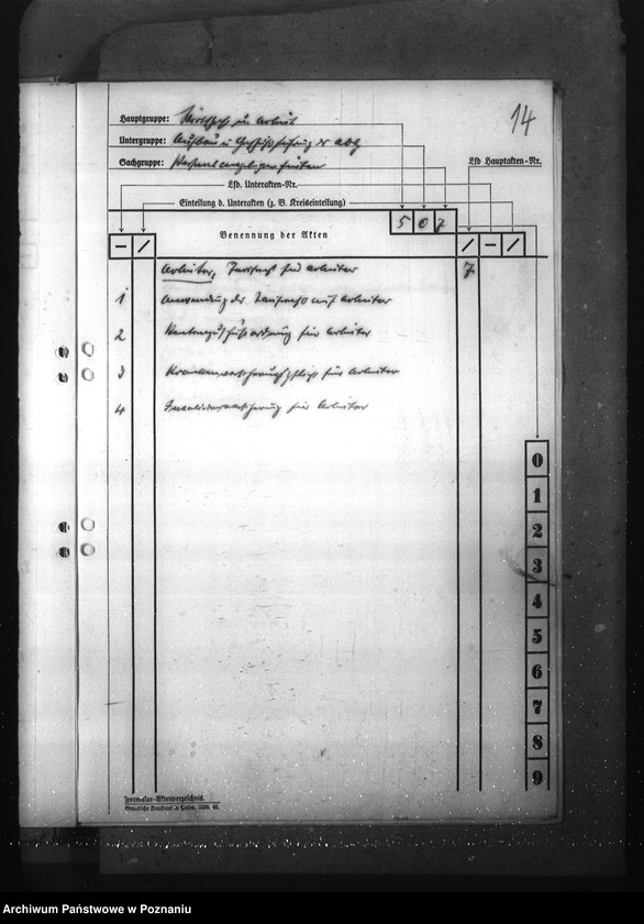 Obraz 18 z jednostki "Wykaz akt dla wydziału Wirtschaft und Arbeit"