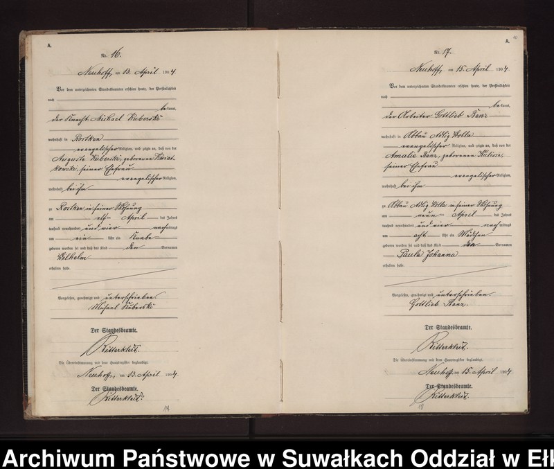 image.from.unit.number "Geburts-Neben-Register des Preussischen Standes-Amtes Neuhoff Kreis Loetzen"