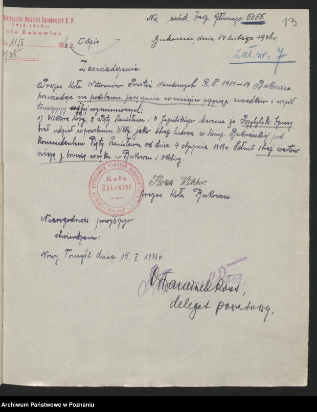 Obraz 16 z jednostki "Wnioski o odznaczenia [Związku Weteranów Powstań Narodowych Rzeczypospolitej Polski]"