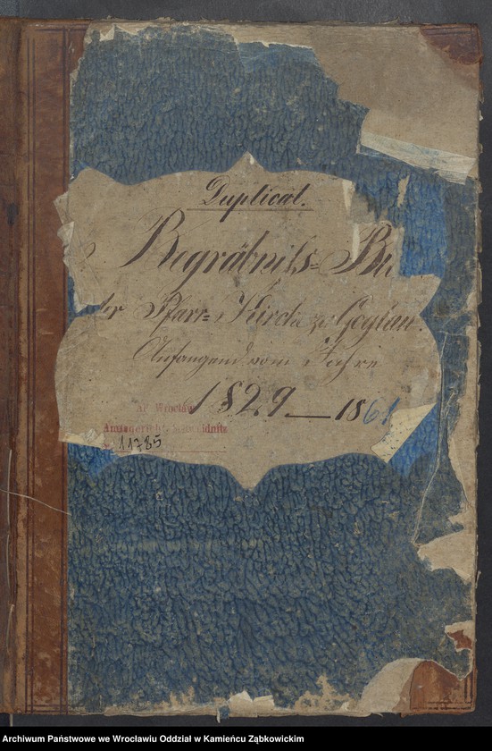 image.from.unit.number "Amtsgericht Schweidnitz Duplikat Begräbnis Buch der Pfarr-Kirche zu Goglau (katholische)"