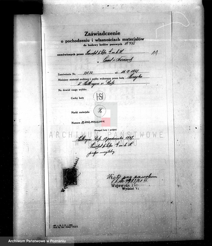 Obraz 18 z jednostki "Cukrownia Witaszyce nr fabr. kotła 735 nr woj. kotła 6105"