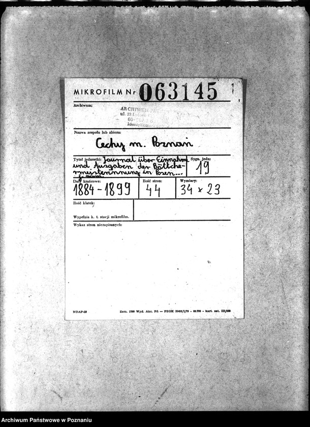 Obraz 2 z jednostki "Journal über Einnahme und Ausgaben der Böttchermeisterinnung in Posen ..."