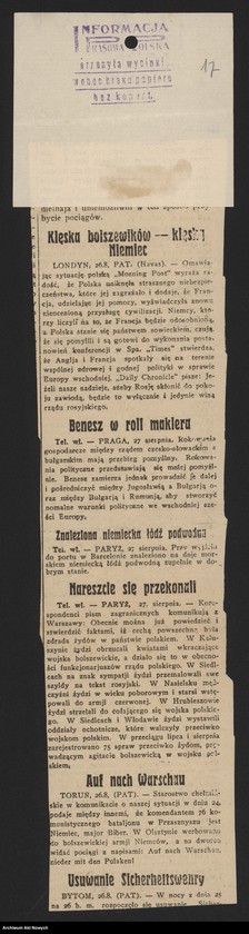 image.from.unit.number "Walki Armii Ochotniczej pod Warszawą. Wycinki prasowe."