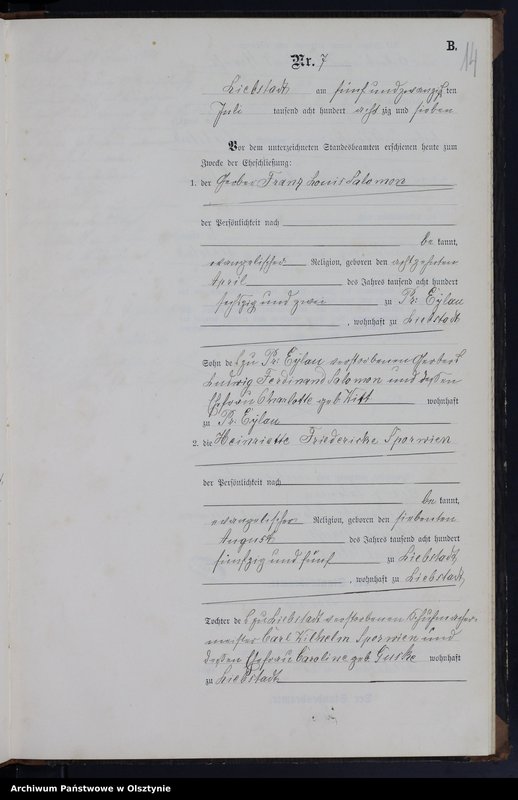 image.from.unit.number "Heiraths-Neben-Register Nr 1 - 14"