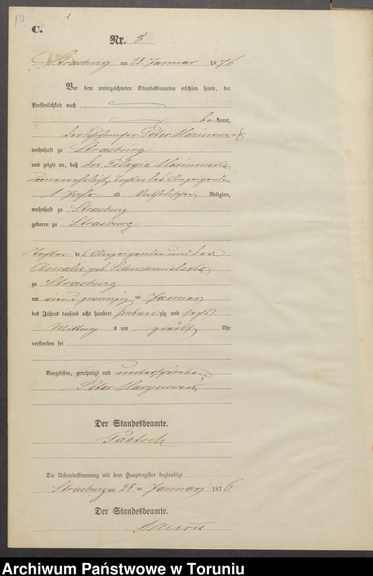 image.from.unit.number "Sterbe-Neben-Register Stadt Strasburg [Brodnica-Miasto] für das Jahr 1876"