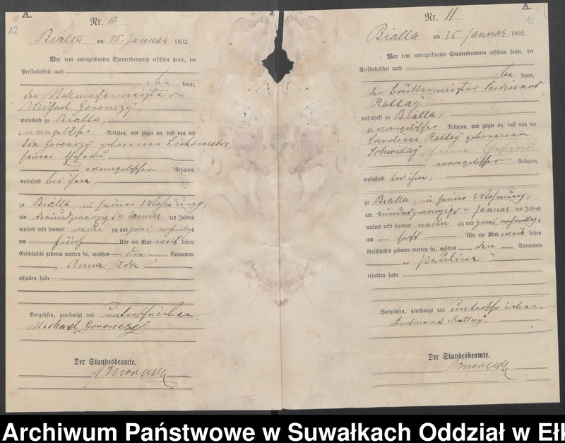 image.from.unit.number "[Geburts-Haupt-Register des Königlichen Preussischen Standes-Amtes Bialla Kreis Johannisburg]"