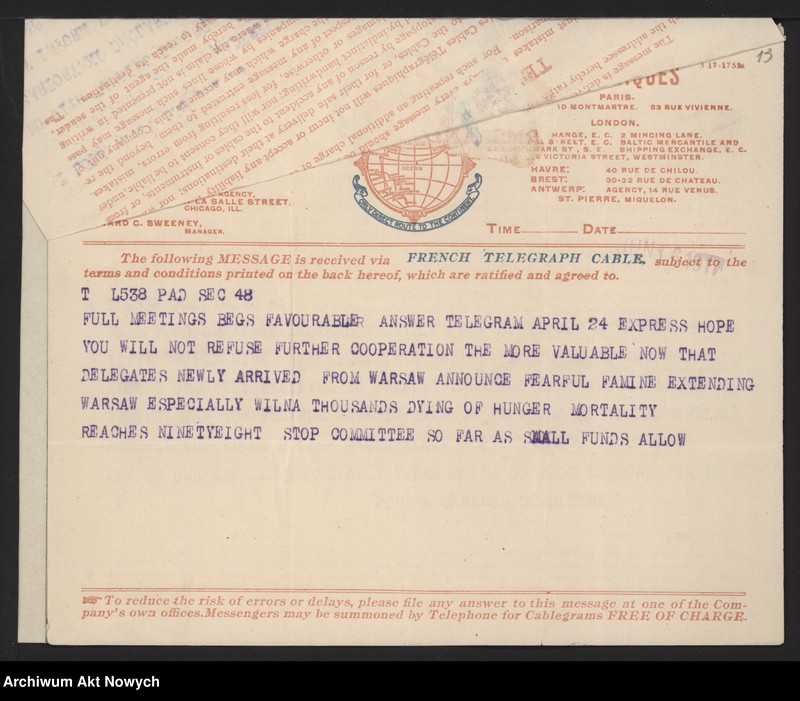 image.from.unit.number "Comité Général de Secours pour les Vctimes de la Guerre en Pologne. Apele oraz korespondencja I. J. Paderewskiego"