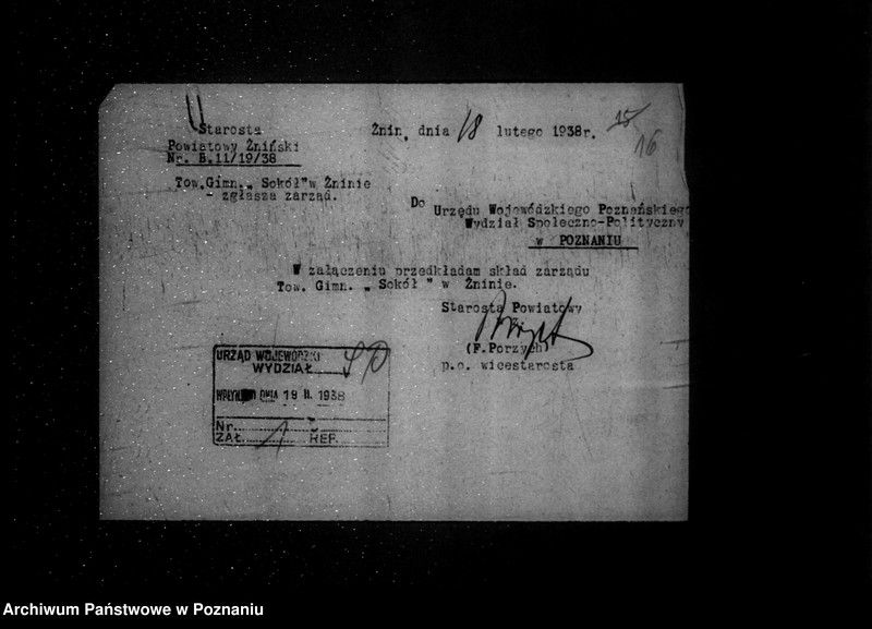 Obraz 20 z jednostki "/Towarzystwo Gimnastyczne „Sokół" w Żninie - rejestracja/"