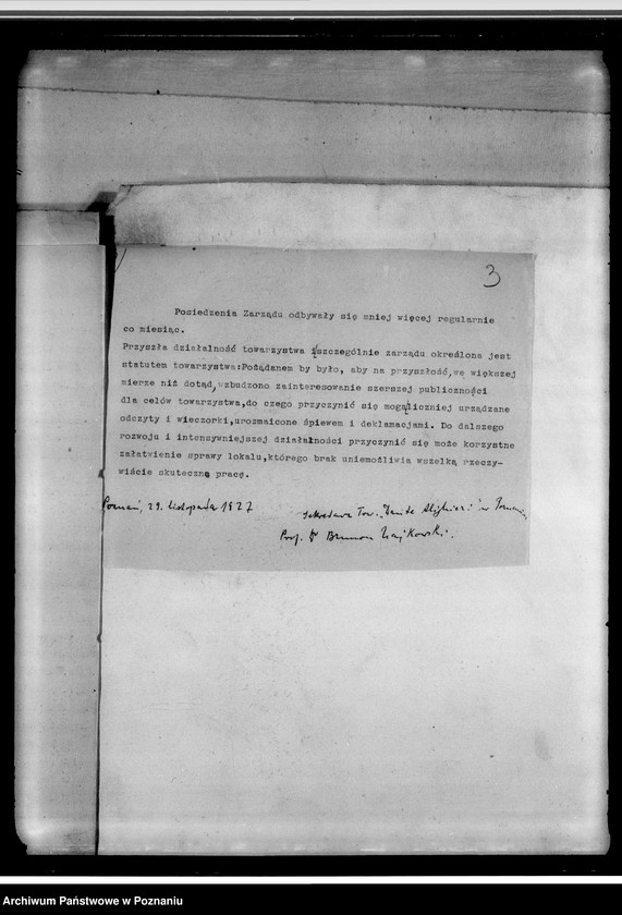 Obraz 7 z jednostki "Stowarzyszenie "Polonia-Italia" w Poznaniu: a/ Sprawozdanie z działalności /1926-1927/, b/ Protokoły walnych zebrań /1927, 1933/, c/ Statut /1934 rok/, d/ Korespondencja"