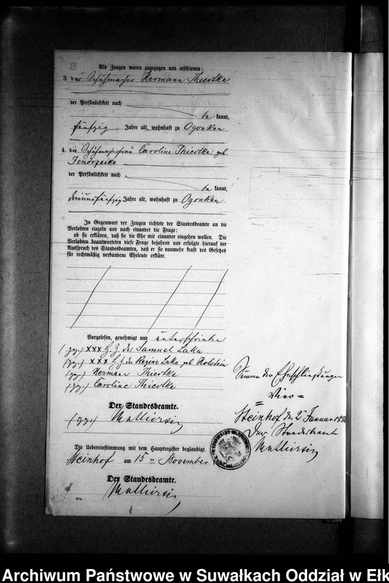 image.from.unit.number "Heiraths-Neben-Register des Preussischen Standes-Amtes Gr. Strengeln Kreis Angerburg"