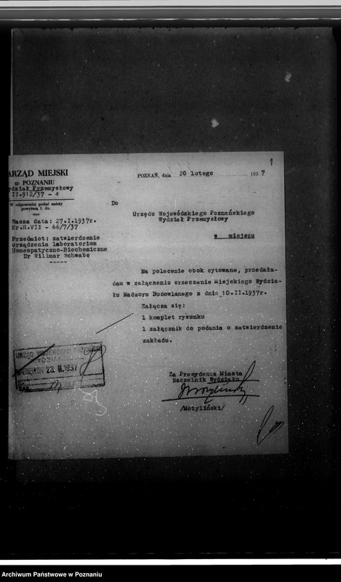 Obraz 5 z jednostki "Zatwierdzenie zakładu przemysłowego /laboratorium Homeopatycznego/ Firmy dr Willmar Schwabe Spółka z o. o. w Poznaniu"