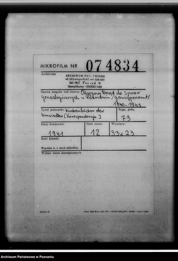 Obraz 2 z jednostki "Kirchenbücher der Umsiedler [korespondencja]"