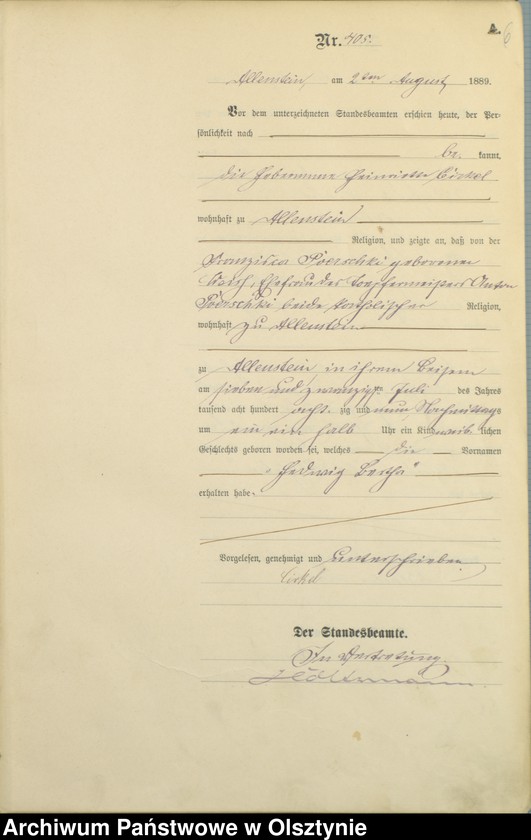 image.from.unit.number "Geburts-Haupt-Register Tom II,Nr 401 - 727"