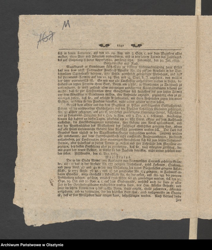 image.from.unit.number "Administrations Rechnung über des Stolterfothsche Legaten Capital und derer Intereßen deßen Einnahme und Ausgabe zu Pobethen von Michael 1788 bis dahin 1789"