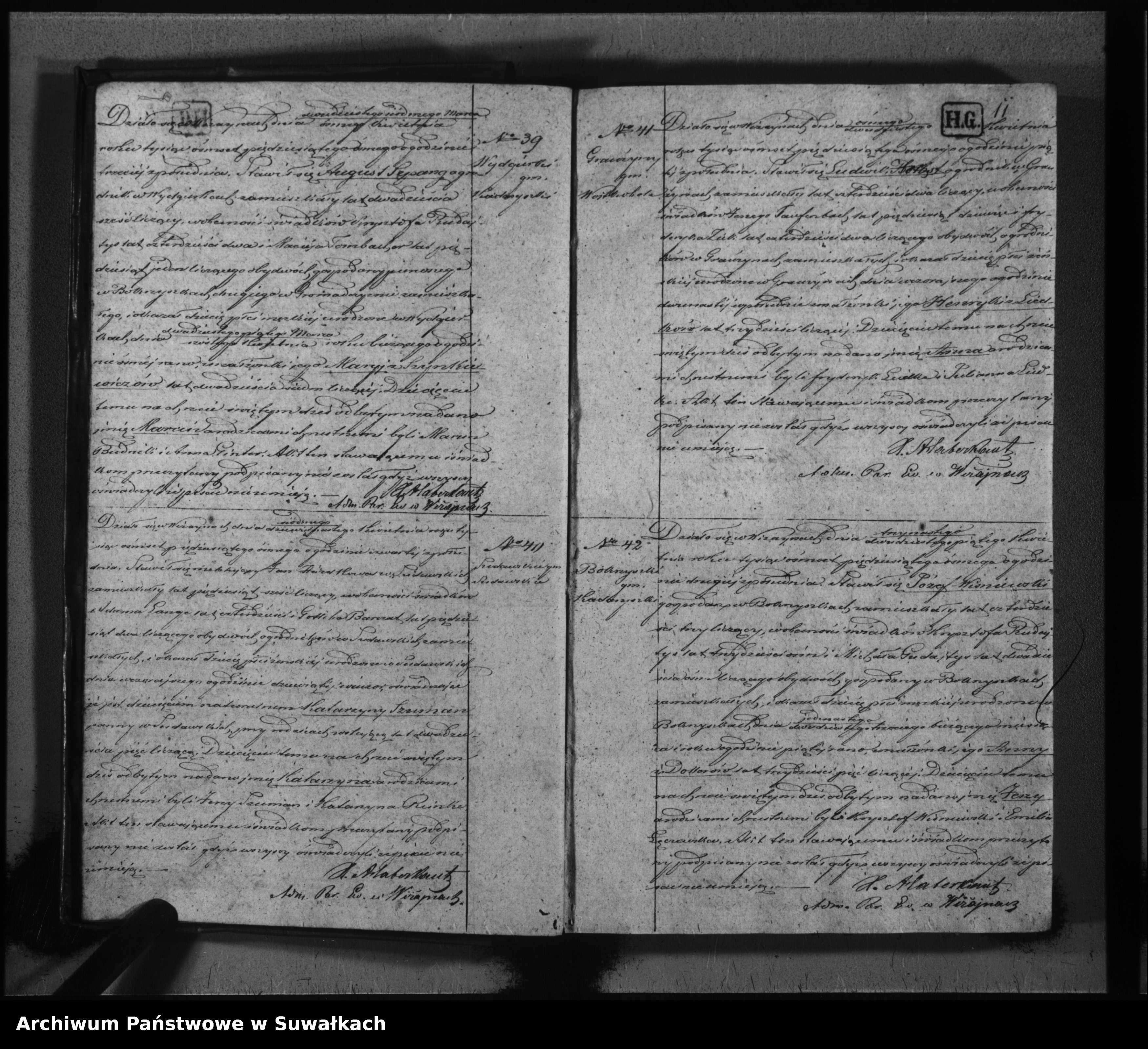 Skan z jednostki: Duplikat do zapisywania aktów ślubów, urodzonych i zmarłych w Parafii Ew.-Augsburskiej Wiżajńskiej za rok 1958