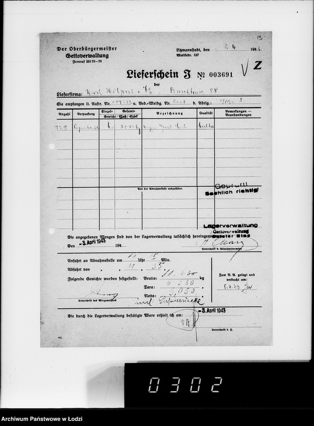 Obraz 17 z jednostki "Lebensmitteleinkauf. Aufträge, [Lieferscheinen und Rechnungen] 19281-19330"