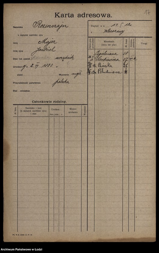Obraz 19 z jednostki "[Spis ludności Łodzi] Rozenperl-Rozentan"