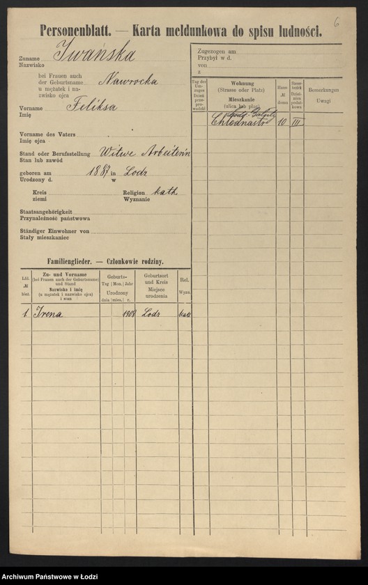 Obraz 8 z jednostki "[Spis ludności Łodzi] Iwanowicz - Izydorowicz"