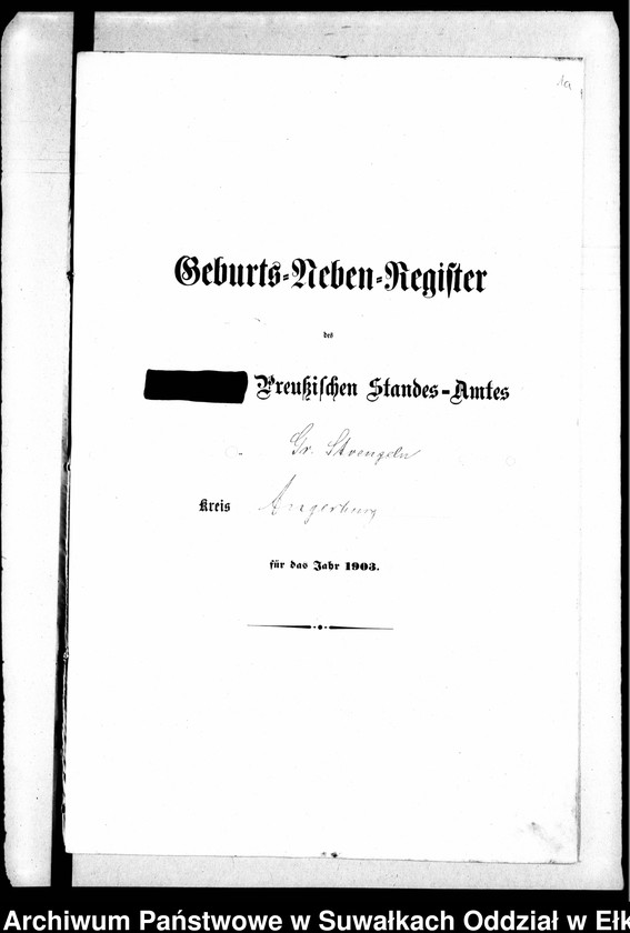 image.from.unit.number "Geburts-Neben-Register des Königlichen Preussischen Standes-Amtes Gr. Strengeln Kreis Angerburg"