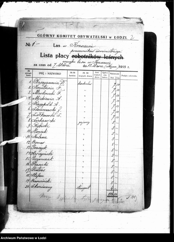 Obraz 5 z jednostki "Listy płacy lasu w Kraszewie"