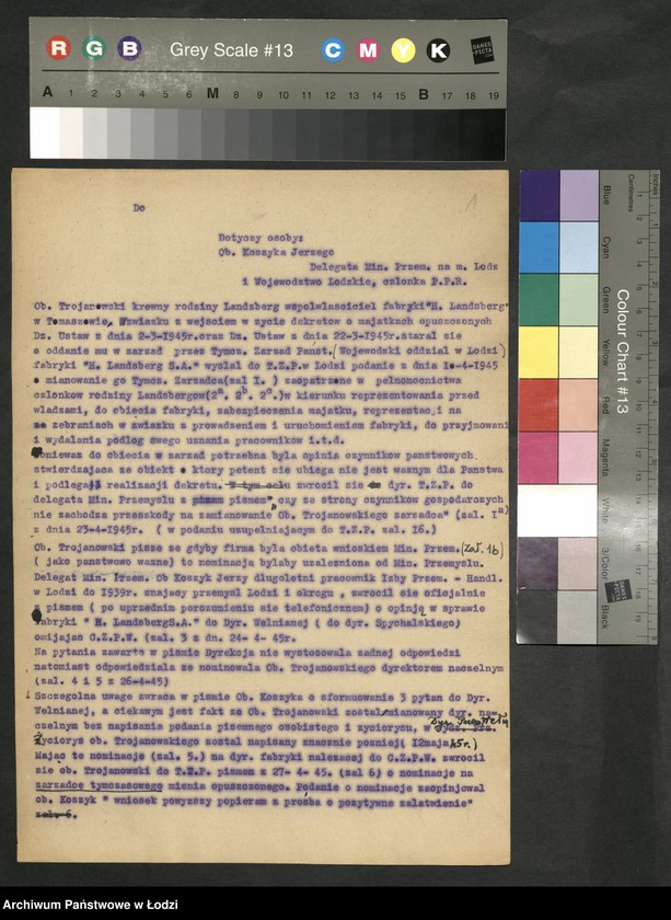 Obraz 2 z jednostki "Materiały dotyczące fabryki "H. Landsberg" - Państwowe Zakłady Wełniane Tomaszów Mazowiecki"