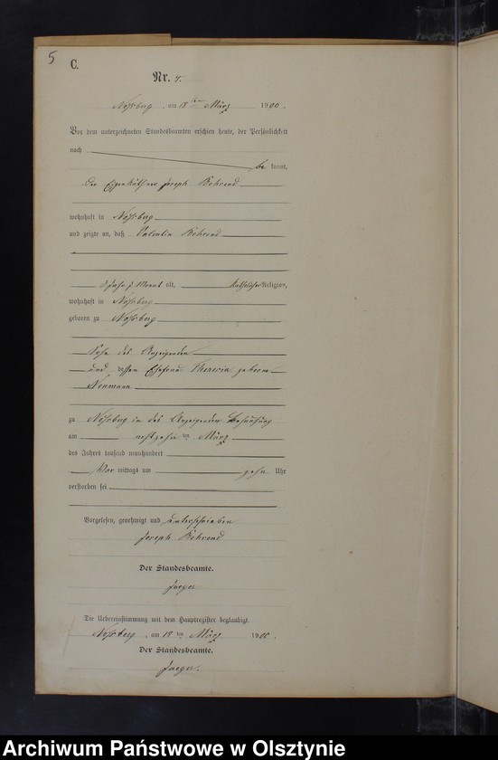 Obraz 7 z jednostki "Sterbe-Neben-Register Nr 1 - 19"