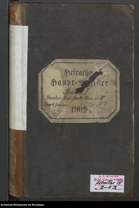 image.from.unit.number "Heiraths-Haupt-Register Breslau IV 1902 Band 1"