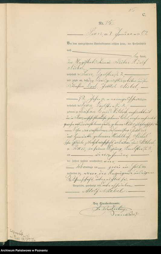 Obraz 17 z jednostki "Księga miejscowa zgonów tom I"