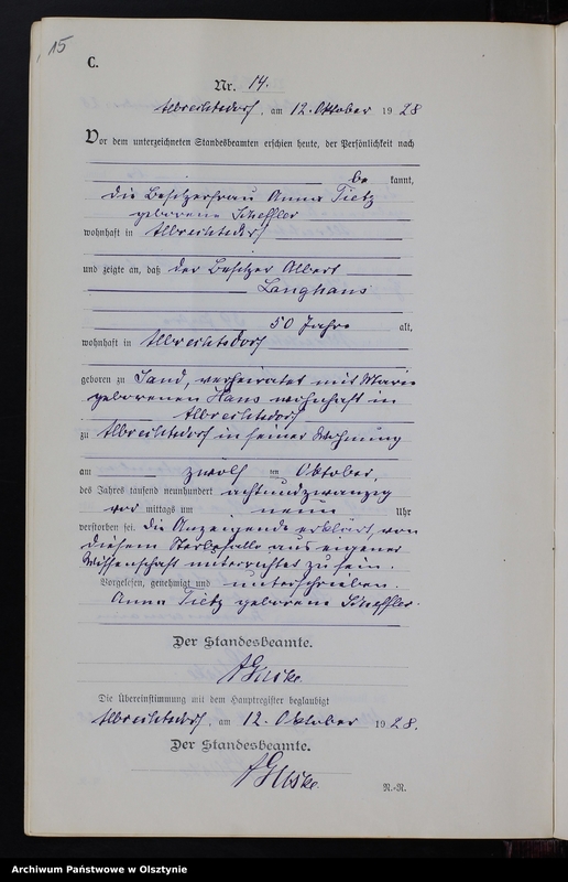 image.from.unit.number "Sterbe-Neben-Register Nr 1 - 15 [ Księga zgonów - wtóropis ]"