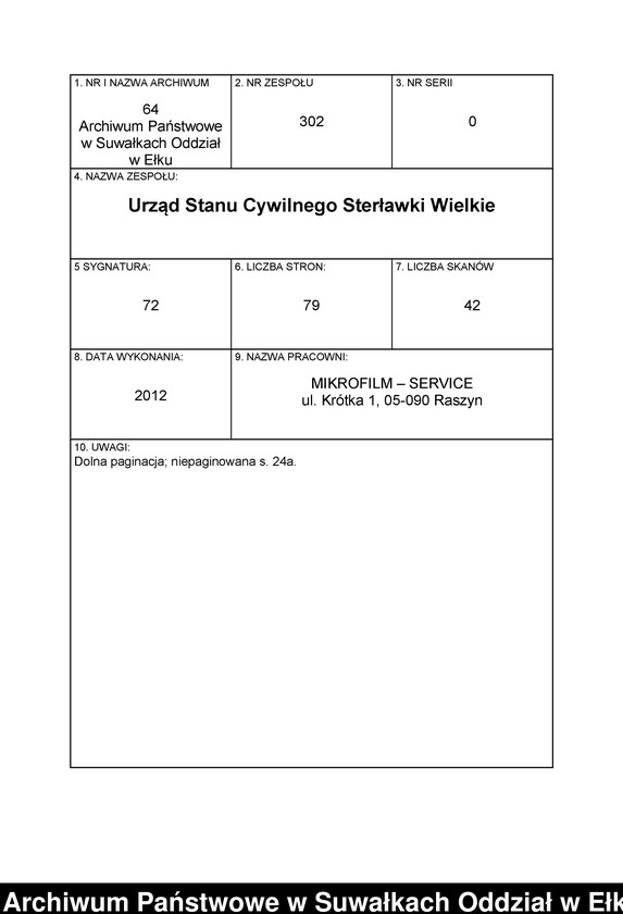 Obraz 1 z jednostki "Geburts-Neben-Register des Preussischen Standes-Amtes Gross Stürlack Kreis Lötzen"