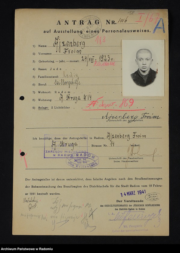 image.from.unit.number "[Wnioski o wydanie dowodów osobistych oraz nie odebrane dowody Ajzenberg Dewora - Ajzenman Szamszon]"