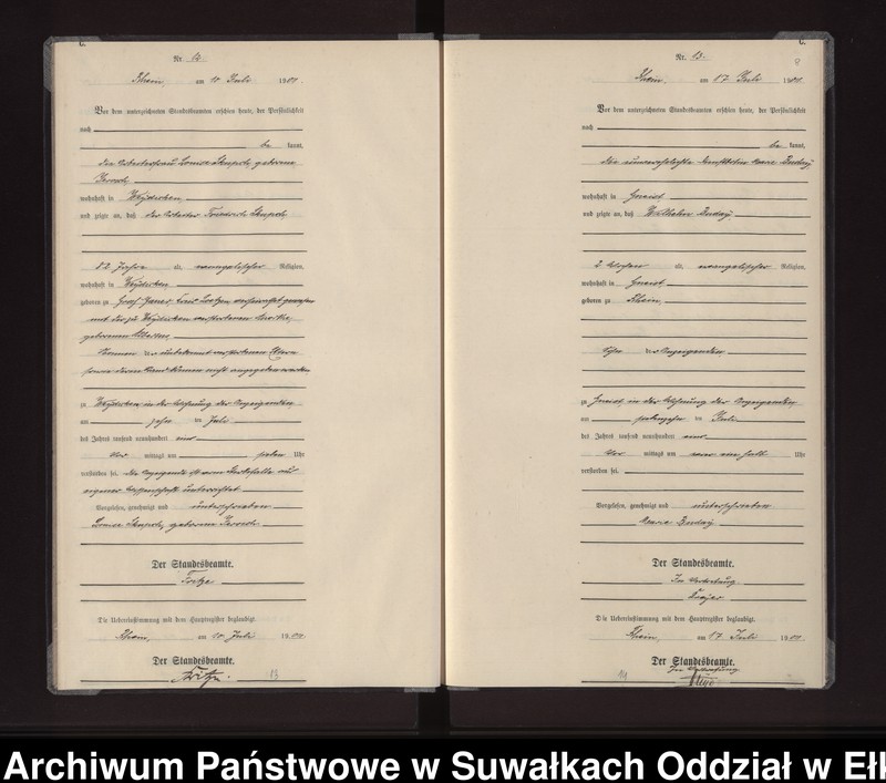 image.from.unit.number "Sterbe-Neben-Register des Königlichen Preussischen Standes-Amtes Gneist Kreis Loetzen"