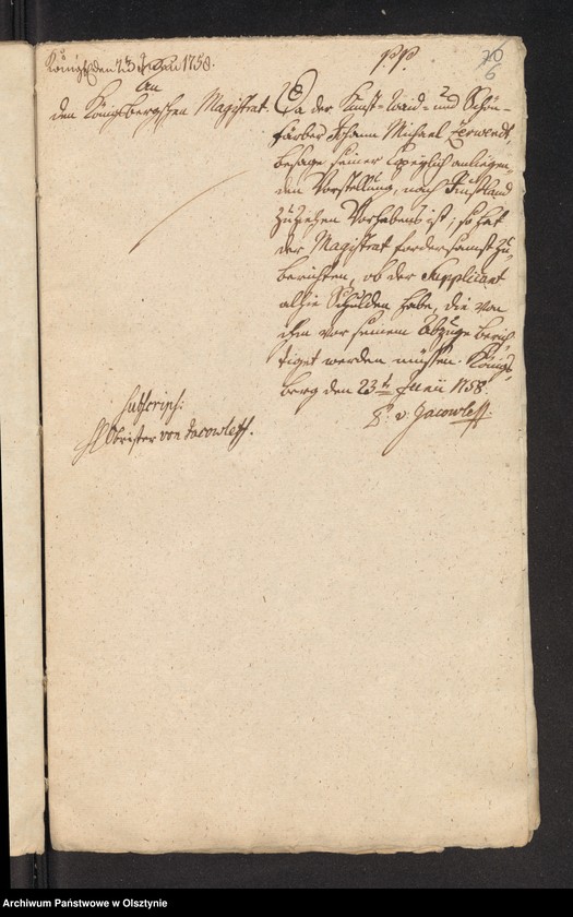 image.from.unit.number "In S. [Sachen] des Kunst=Waid und Schön=Färbers Johann Michael Zerwendt in pto: Emigrantionis"