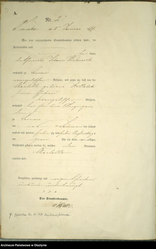 Obraz z jednostki "Geburts-Haupt Register Nr 1 - 106"