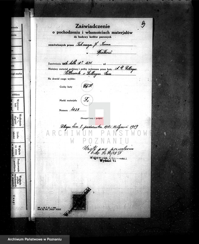 Obraz 13 z jednostki "Majętność Boguszyn pow. jarociński nr fabr. kotła 1232 nr woj. kotła 6120"