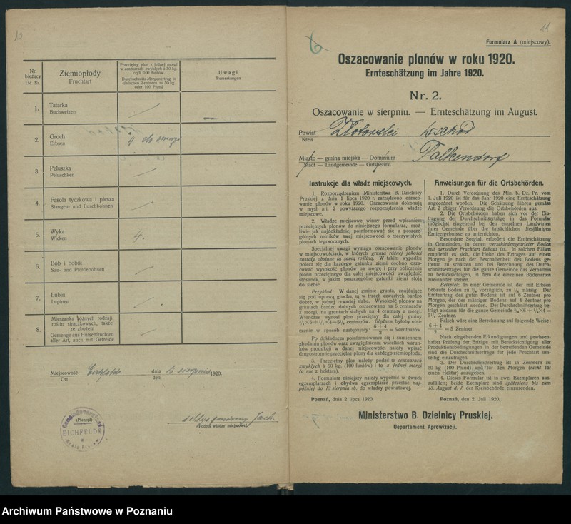 Obraz 8 z jednostki "[Oszacowanie plonów w powiecie złotowskim w roku 1920"