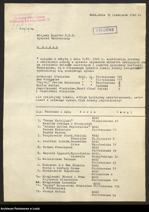 Obraz 11 z jednostki "Centrala Zbytu Przemysłu Papierniczego; sprawozdania miesięczne"