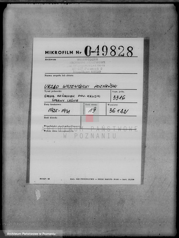 Obraz 2 z jednostki "Gmina Koźminek powiat kaliski /sprawy leśne/"