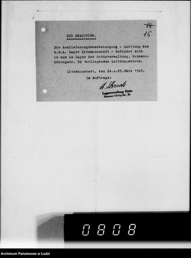 Obraz 20 z jednostki "Heeresbekleidungsamt Posen Warenverwertung an den Juden Ältesten. Textilwaren"