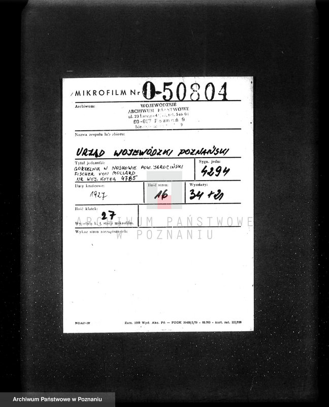 Obraz 2 z jednostki "Gorzelnia w Noskowie pow. jarociński /Fischer von Mollard/ nr woj. kotła 4785"