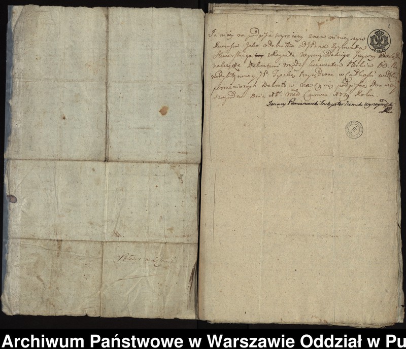 image.from.unit.number "Ekstrakty z ks. gr.i ziem. wyszogrodzkich, gr. płockich, kwit, kopie pozwów i dekretów, sumariusz dokumentów przedstawianych jako materiał dowodowy, dotyczące procesu z lat 1779-1784 między konwentem a łowczym bydgoskim Maciejem Tyszką o sporny grunt zwany Sierakowszczyzna i ustalenie granic między dobrami klasztoru Łętowo i dobrami Tyszki Podleck"