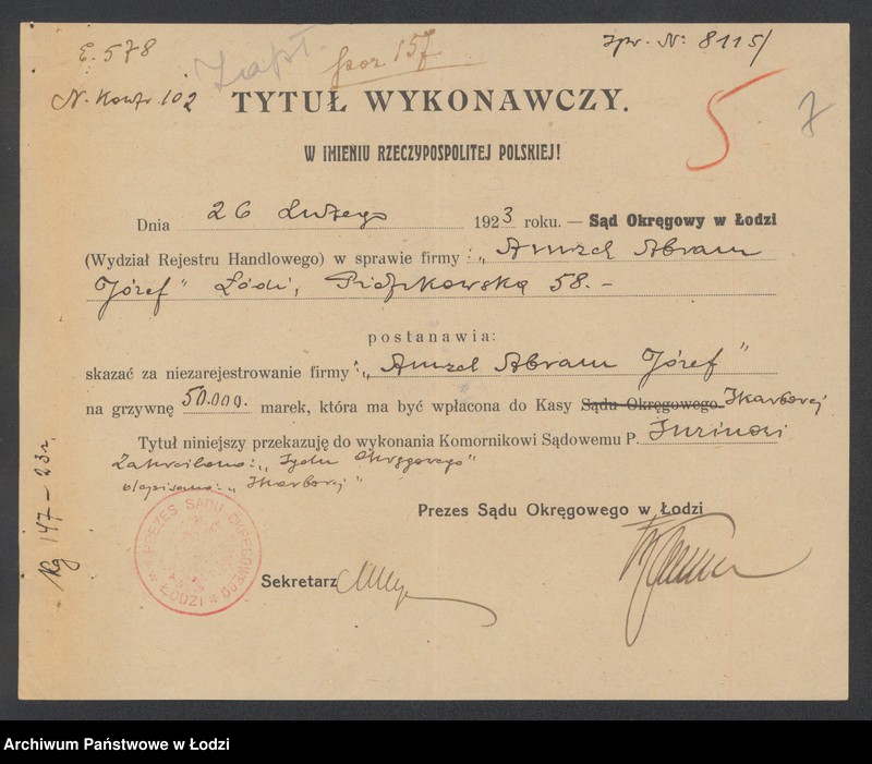 Obraz 9 z jednostki "Amzel Abram Józef- sprzedaż manufaktury i przędzy"