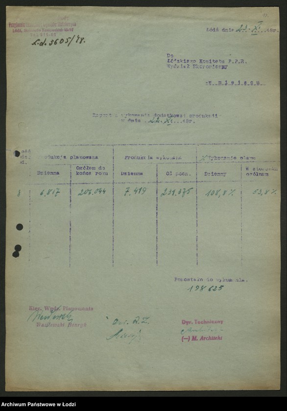 Obraz 18 z jednostki "Placówki produkcyjne i usługowe przemysłu metalowego; protokoły, sprawozdania, raporty z wykonania produkcji"