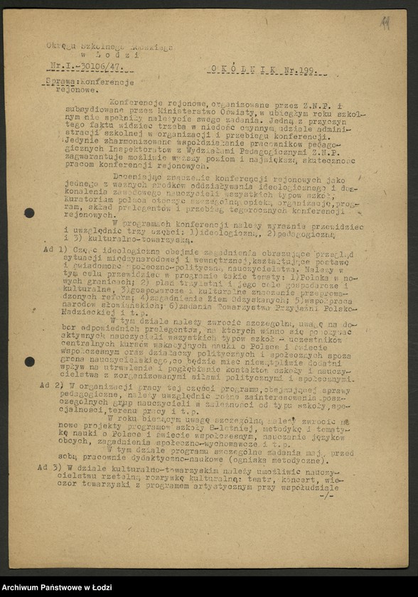 Obraz 6 z jednostki "Kuratorium Okręgu Szkolnego; sprawozdania, okólniki, korespondencja"