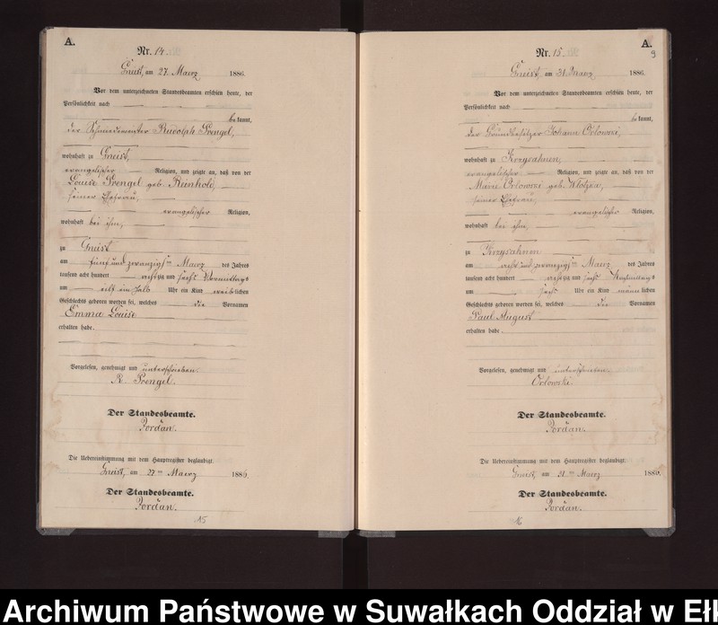image.from.unit.number "Geburts-Neben-Register des Königlichen Preussischen Standes-Amtes Gneist Kreis Loetzen"