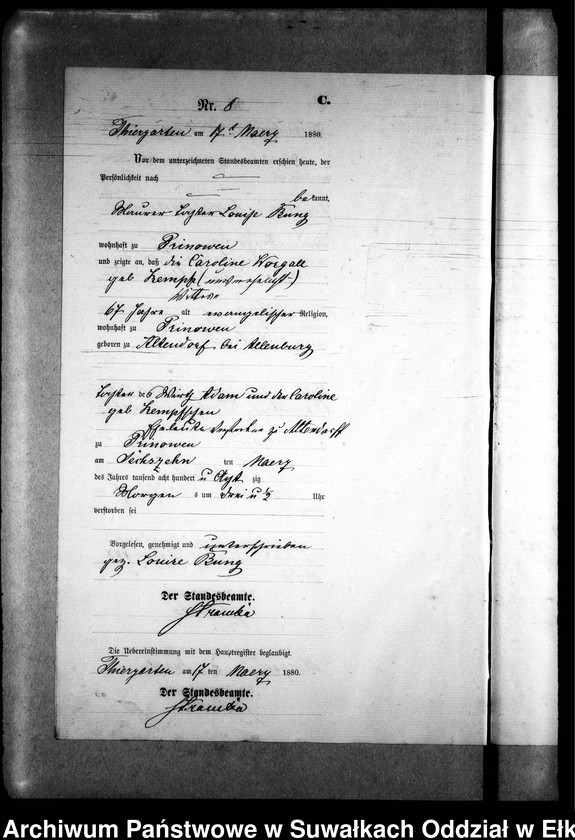 image.from.unit.number "Sterbe-Neben-Register des Preussischen Standes-Amtes Prinowen Kreis Angerburg"
